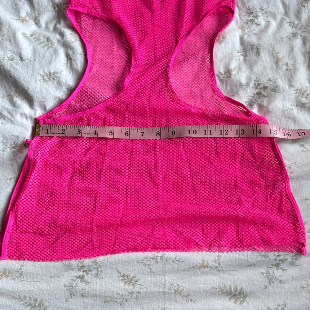 Neon pink net bikini coverup mini dress size small in great condition never worn - Picture 10 of 10